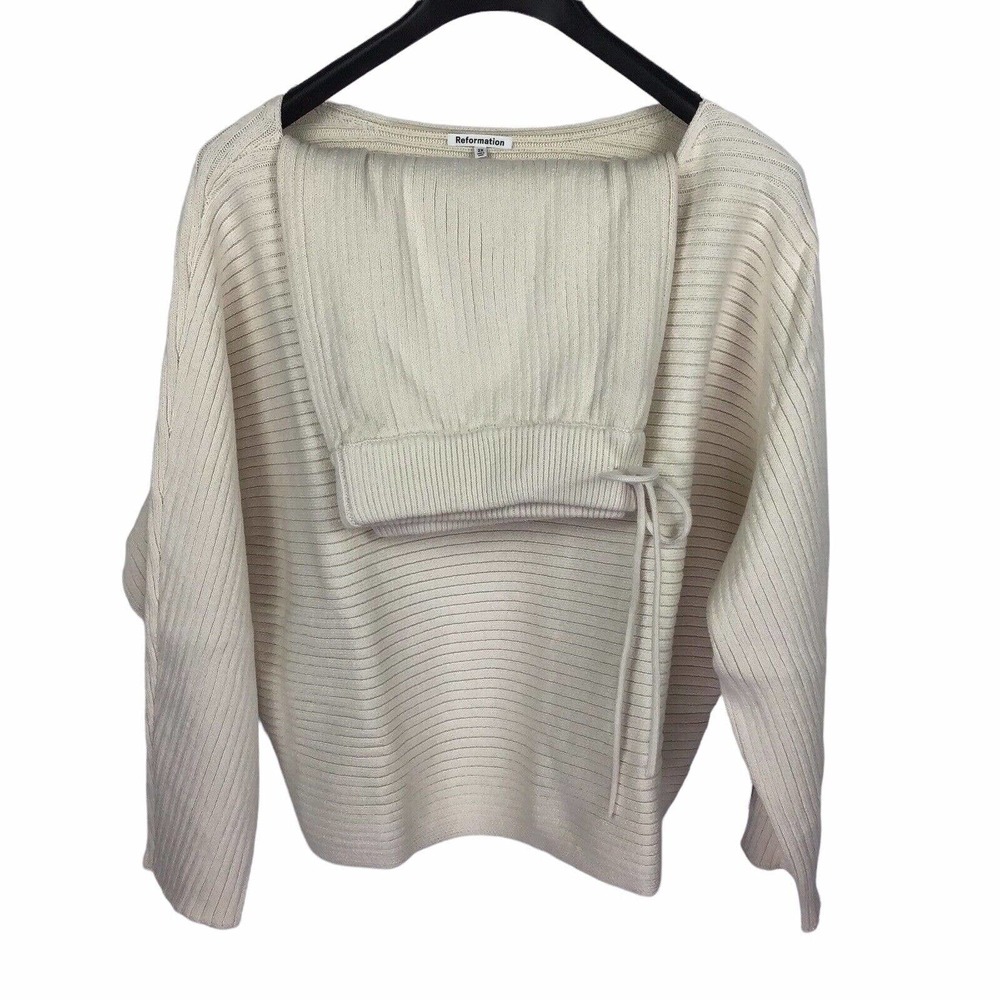 Reformation Cort Ribbed Organic Cotton Pullover & Shorts Knit Plus Ivory Size 2X